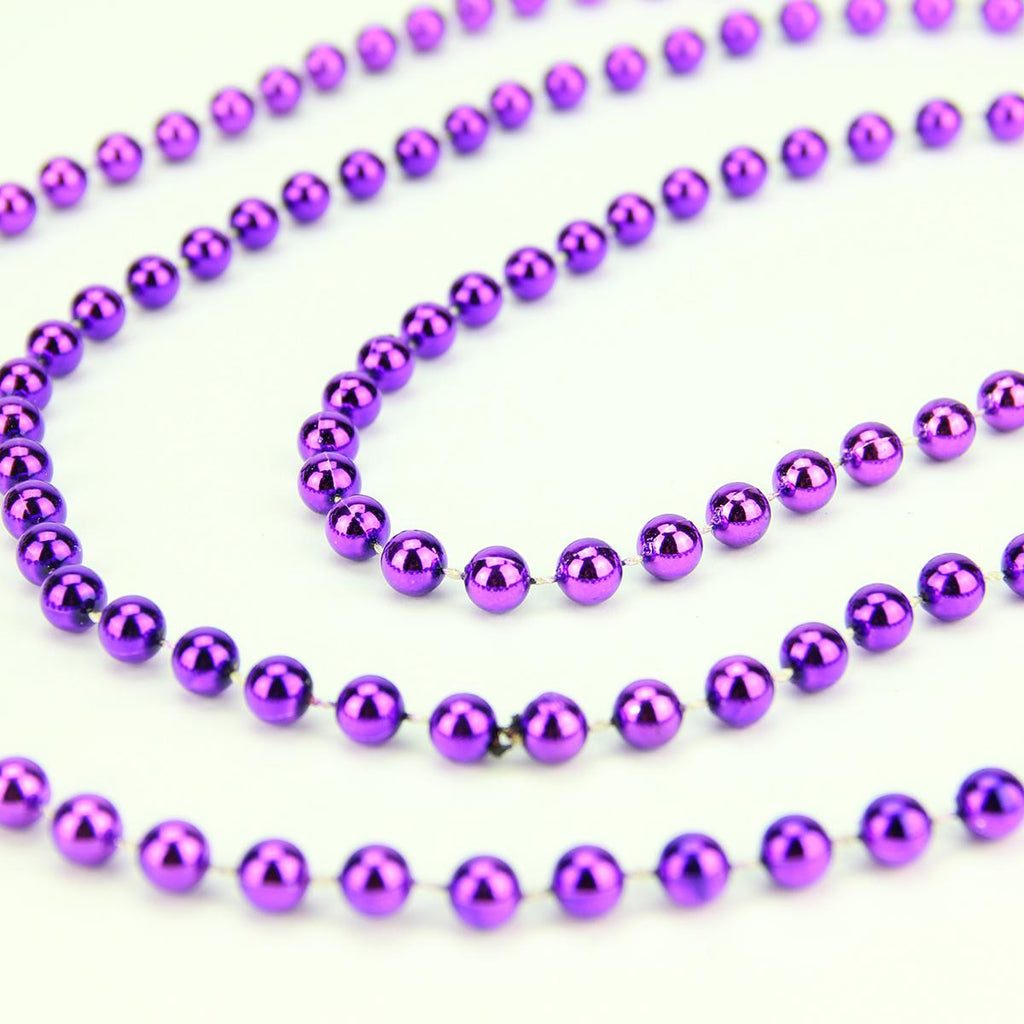 Shiny Metallic Royal Purple Beaded Christmas Garland 15' x 6.25mm