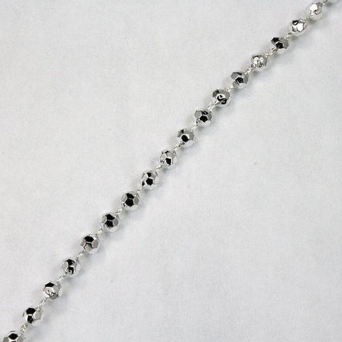 Shiny Metallic Faceted Silver Beaded Christmas Garland 15' x 6mm