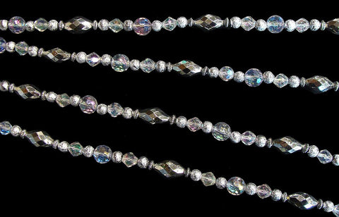 8' Classic Chic Shiny Faceted Silver and Clear Beaded Christmas Garland