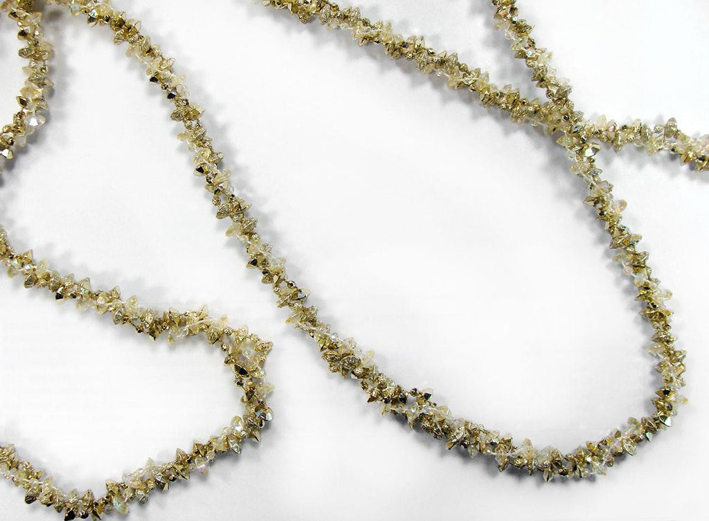 8' Shiny Gold Iridescent Twisted Rock Crystal Beaded Christmas Garland