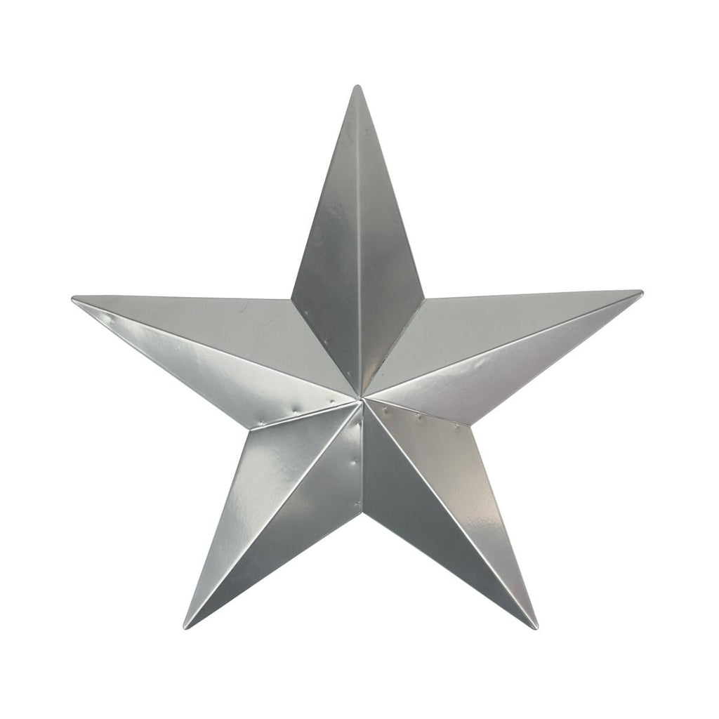 24" Silver Steel Country Rustic Star Indoor-Outdoor Wall Decoration