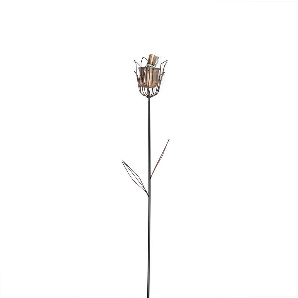 30" Brushed Copper Flower Garden Oil Lamp Outdoor Patio Torch