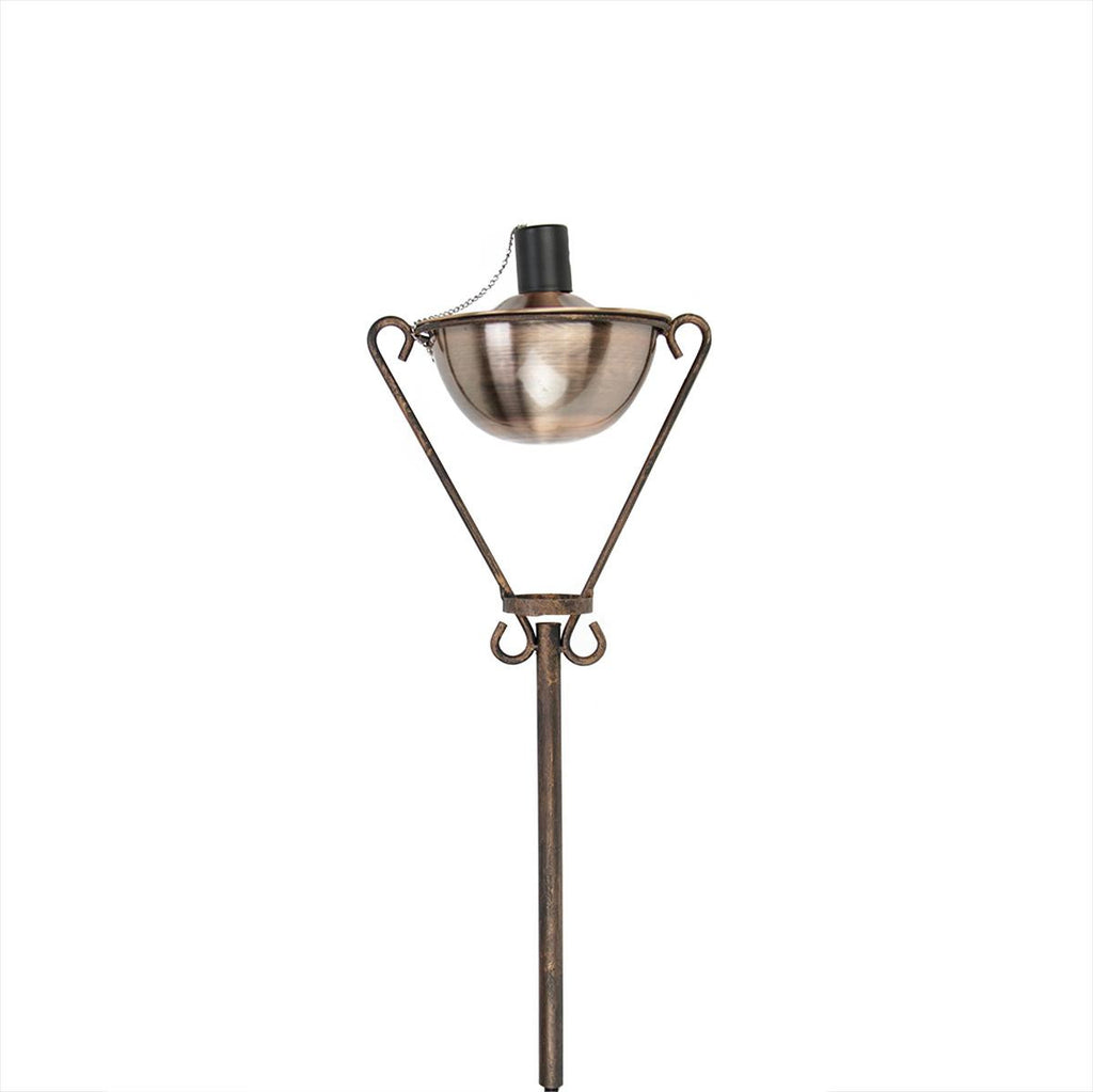 61" Brushed Copper Half Moon Garden Oil Lamp Outdoor Patio Torch