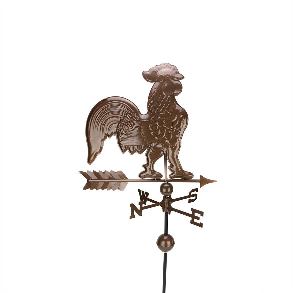 3' Polished Chocolate Brown Rooster Outdoor Weathervane