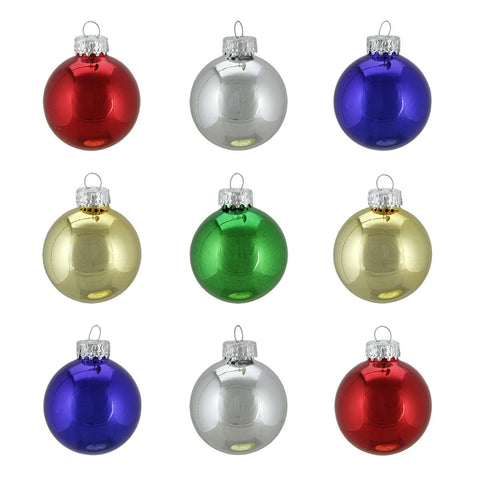 9ct Shiny Multi-Color Glass Ball Christmas Ornaments 2" (50mm)