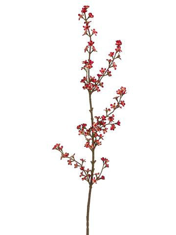 41" Red Flowering Blossom Artificial Floral Craft Branch Spray