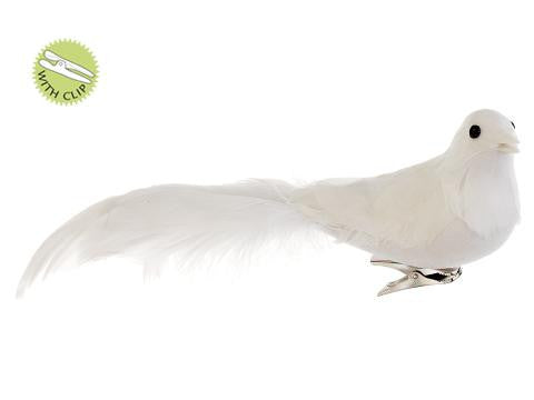 3" Snowy Winter Feathered White Song Bird Clip-On Christmas Ornament