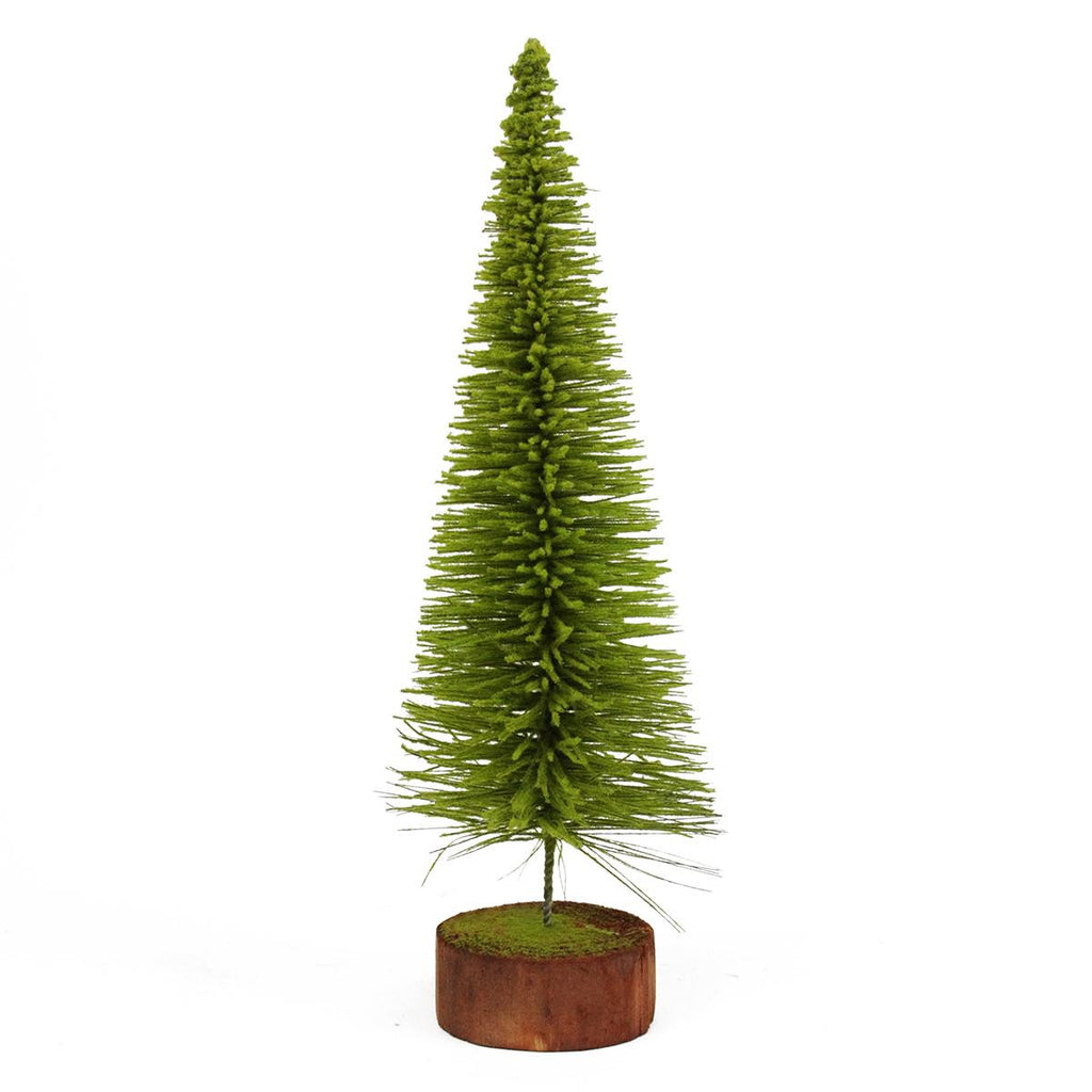 16" Moss Green Pine Artificial Village Christmas Tree with Wood Base - Unlit