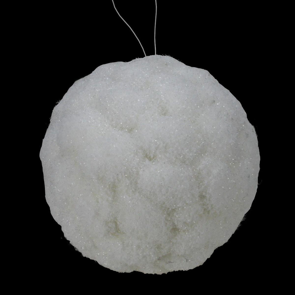 10.5" Tell a Story White Glittered Snowball Christmas Ball Ornament