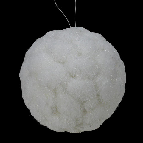 10.5" Tell a Story White Glittered Snowball Christmas Ball Ornament