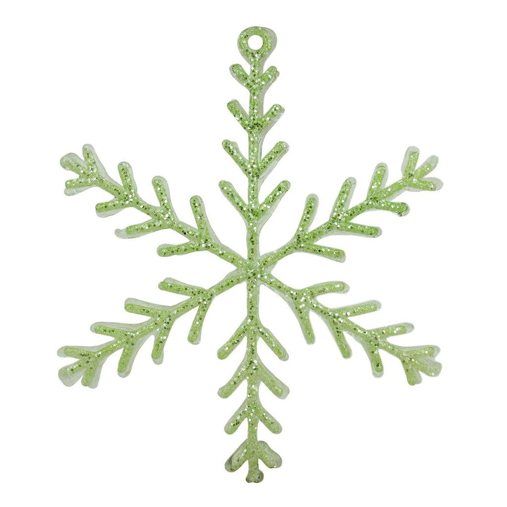 10.5" Pastel Dreams Soft Green Glittered Snowflake Christmas Ornament