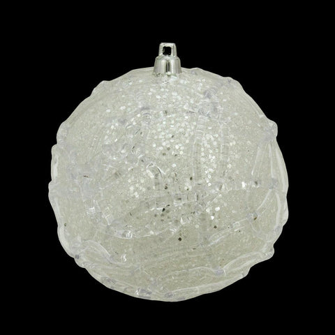 4" Pastel Dreams Winter White Glittered Swirl Design Christmas Ball Ornament