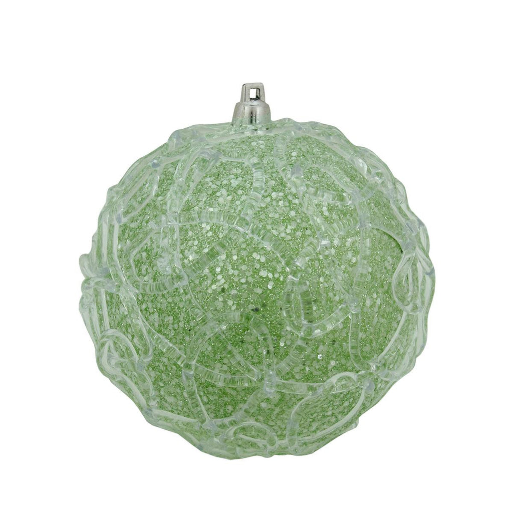 4" Pastel Dreams Soft Green Glittered Swirl Design Christmas Ball Ornament