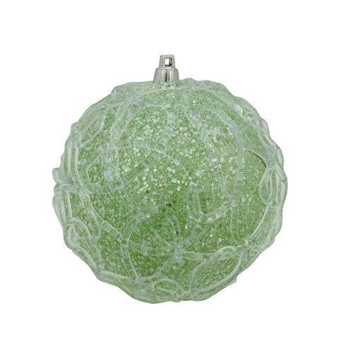 4" Pastel Dreams Soft Green Glittered Swirl Design Christmas Ball Ornament