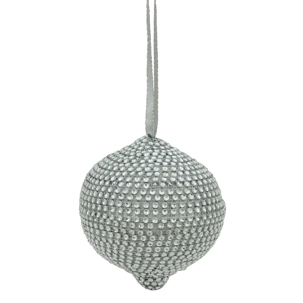 4" Glamorous Silver Rhinestone Onion-Shaped Christmas Ornament