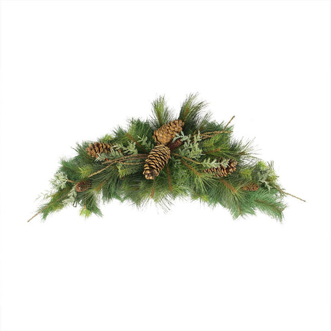 38" Pine Cone, Twig, Mixed Long Needle Pine Artificial Christmas Swag - Unilt