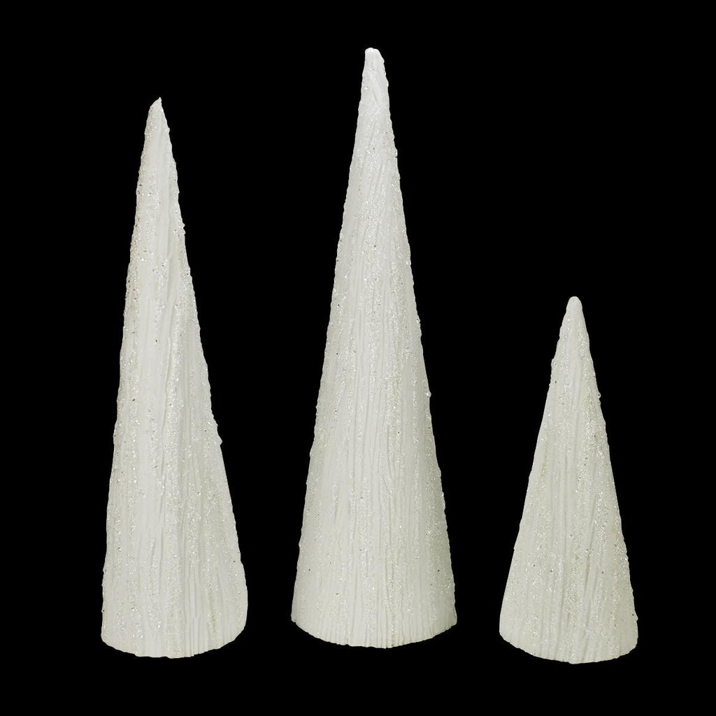 Set of 3 Sparkling White Glittered and Iced Table Top Nesting Cone Christmas Trees