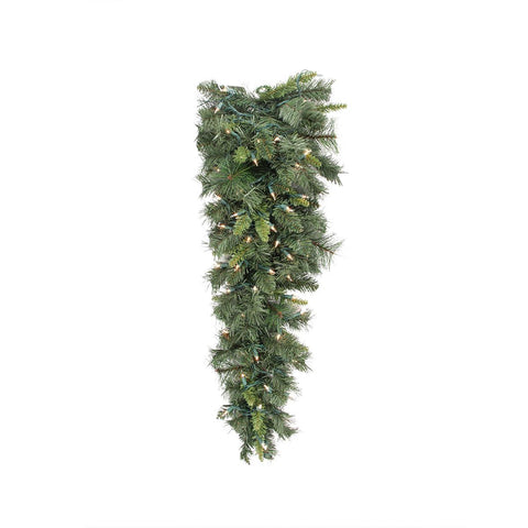 36" Pre-lit Mixed Long Needle Pine Artificial Christmas Teardrop Swag - Clear Lights