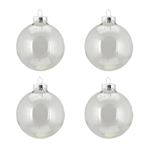 4ct Transparent Clear Glass Ball Christmas Ornaments 3" (80mm)