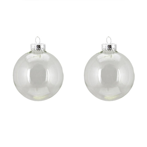 2ct Transparent Clear Glass Ball Christmas Ornaments 4" (100mm)