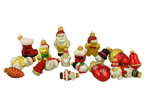 18ct Snowman, Santa, Nutcracker and Gingerbread Glass Figure Christmas Ornaments