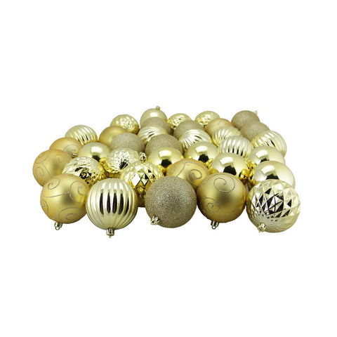 35ct Gold 3-Finish Shatterproof Ball Christmas Ornaments 3" (80mm)