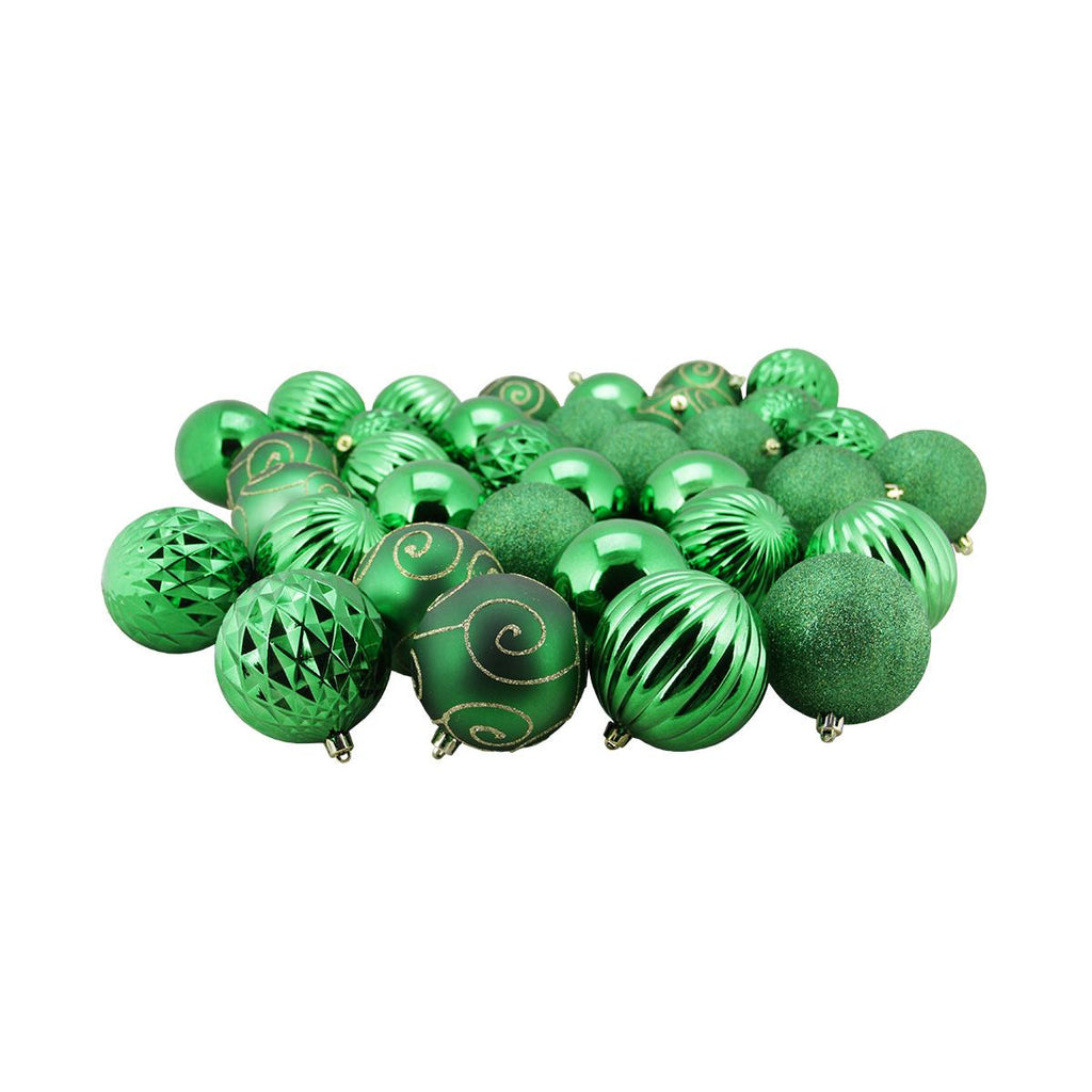 35ct Green 3-Finish Shatterproof Ball Christmas Ornaments 3" (80mm)