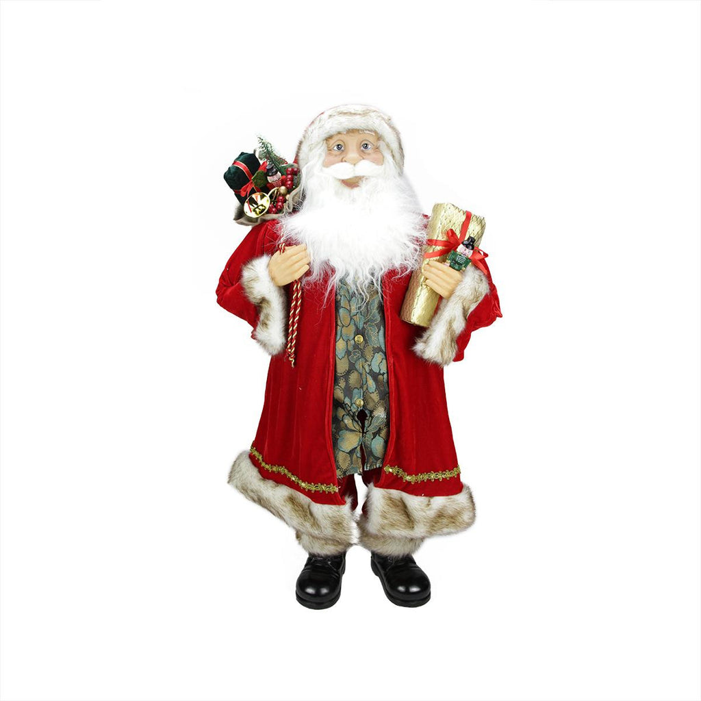 36" Chic Standing Santa Claus Christmas Figure with Gift Bag and Presents