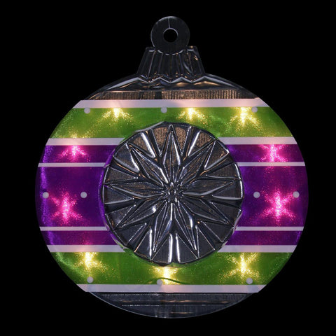 15.5" Lighted Shimmering Purple, Green, White & Silver Ornament Christmas Window Silhouette Decoration