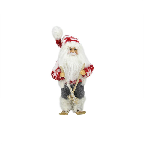 9" Frontier Reindeer Red, White and Gray Skiing Santa Claus Christmas Figure