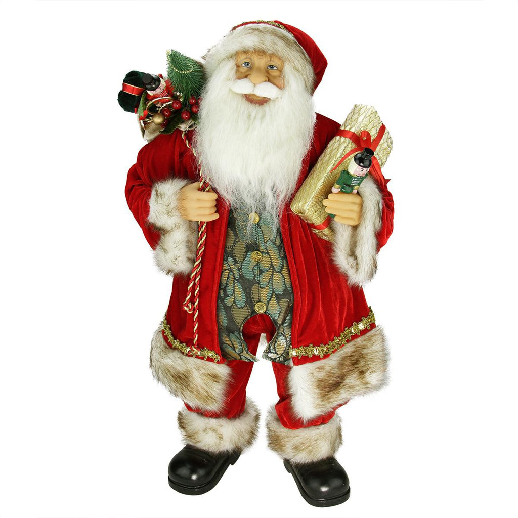 24" Chic Standing Santa Claus Christmas Figure with Gift Bag and Presents