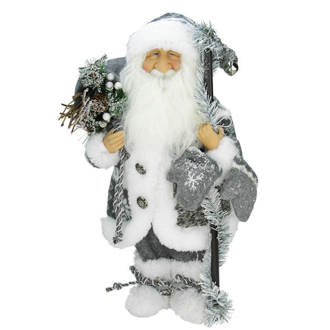 16" Country Patchwork Standing Santa Claus Christmas Figure