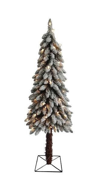 4' Pre-Lit Flocked Alpine Artificial Christmas Tree - Clear Lights