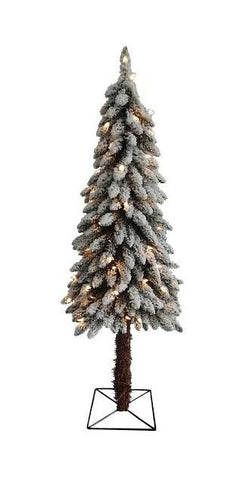 4' Pre-Lit Flocked Alpine Artificial Christmas Tree - Clear Lights