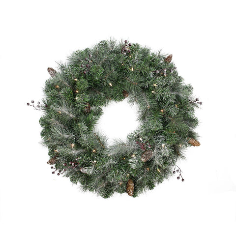 30" Pre-Lit Frosted Arctic Mist Pine Artificial Christmas Wreath - Clear Lights