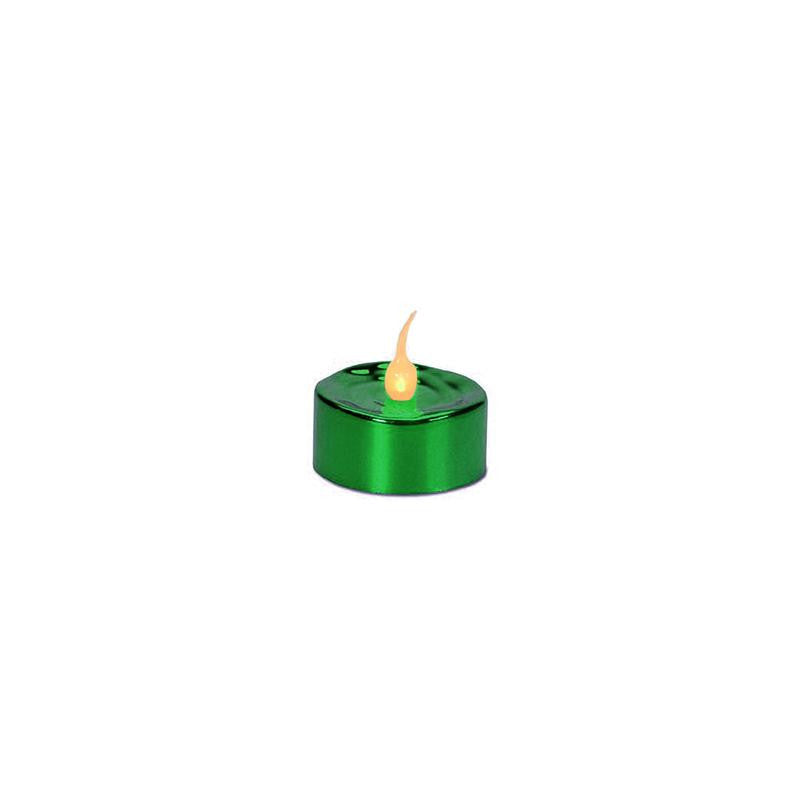 Pack of 4 LED Lighted Battery Operated Flicker Flame Green Christmas Tea Light Candles