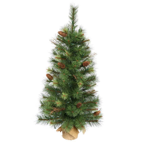 3' Caribou Mixed Pine Artificial Christmas Tree with Burlap Base - Unlit