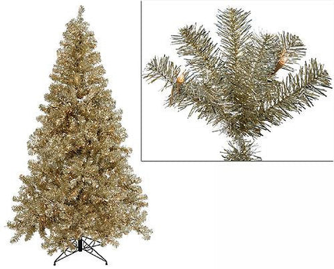 6' Pre-Lit Sparkling Champagne Full Artificial Tinsel Christmas Tree - Clear Lights