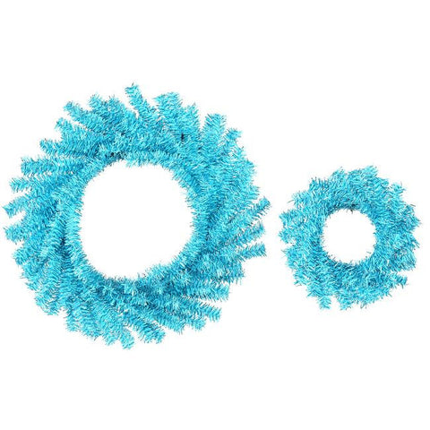 Set of 2 Sparkling Sky Blue Artificial Christmas Wreaths 10" & 18" - Unlit