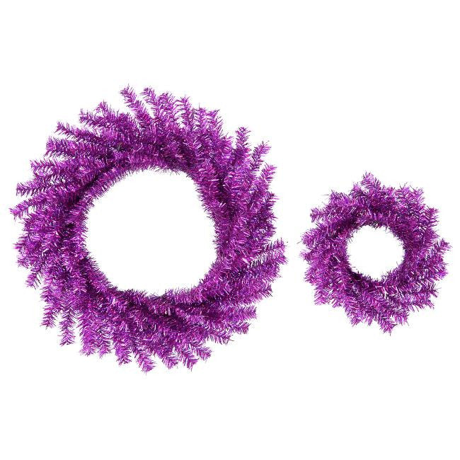 Set of 2 Sparkling Purple Artificial Christmas Wreaths 10" & 18" - Unlit