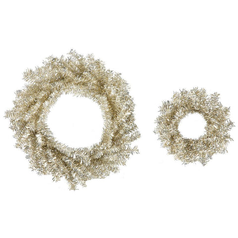 Set of 2 Sparkling Champagne Gold Artificial Christmas Wreaths 10" & 18" - Unlit