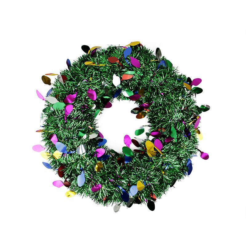 19" Festive Green Artificial Christmas Tinsel Wreath - Unlit