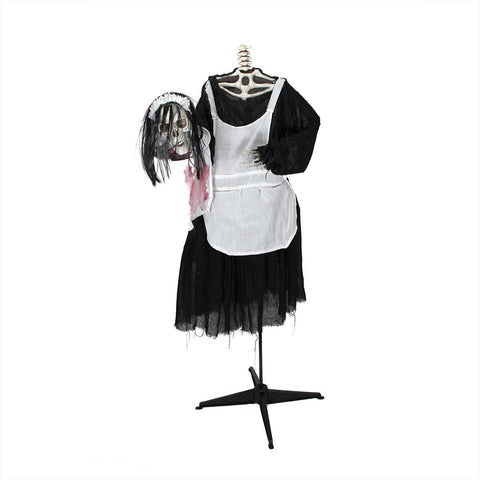 56" Battery Operated Lighted LED Skeleton Maid Animated Halloween Decoration