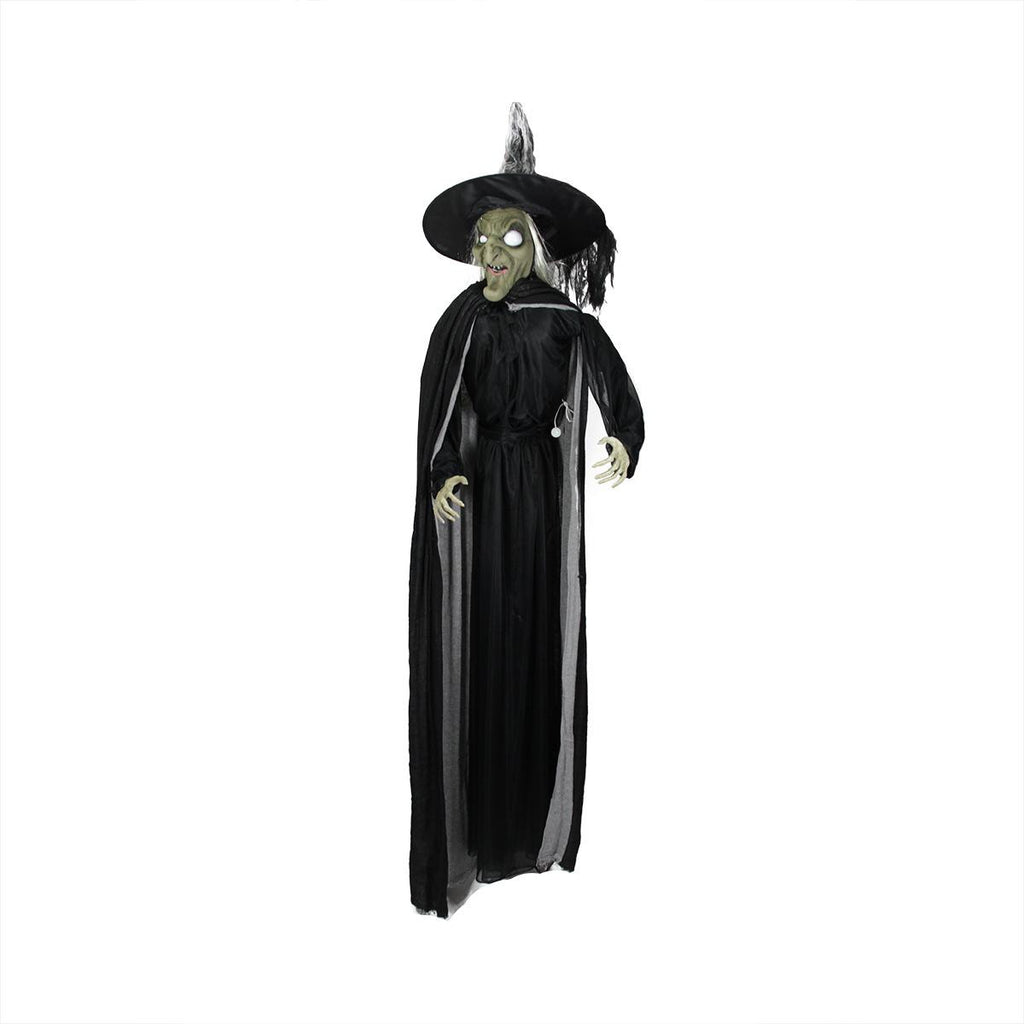 6' Battery Operated Lighted LED Scary Witch with Cape Halloween Decoration