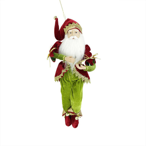 18" Enchanted Red, Gold and Green Poseable Whimsical Christmas Elf King Figure