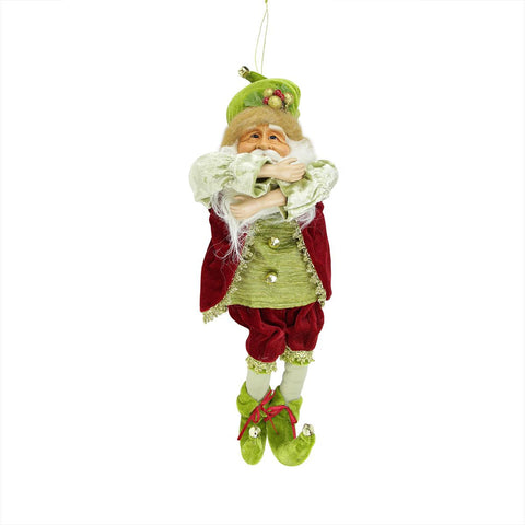 18" Enchanted Red and Green Poseable Whimsical Christmas Elf Figure