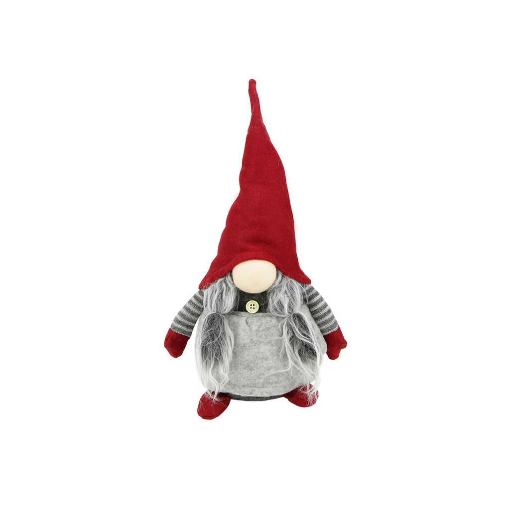 15.75" Red and Grey "Elderly Edna" Santa Gnome Table Top Christmas Figure