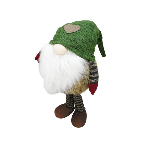 24" Large Green and Brown Striped "Felix" Standing Chubby Santa Gnome Table Top Christmas Figure