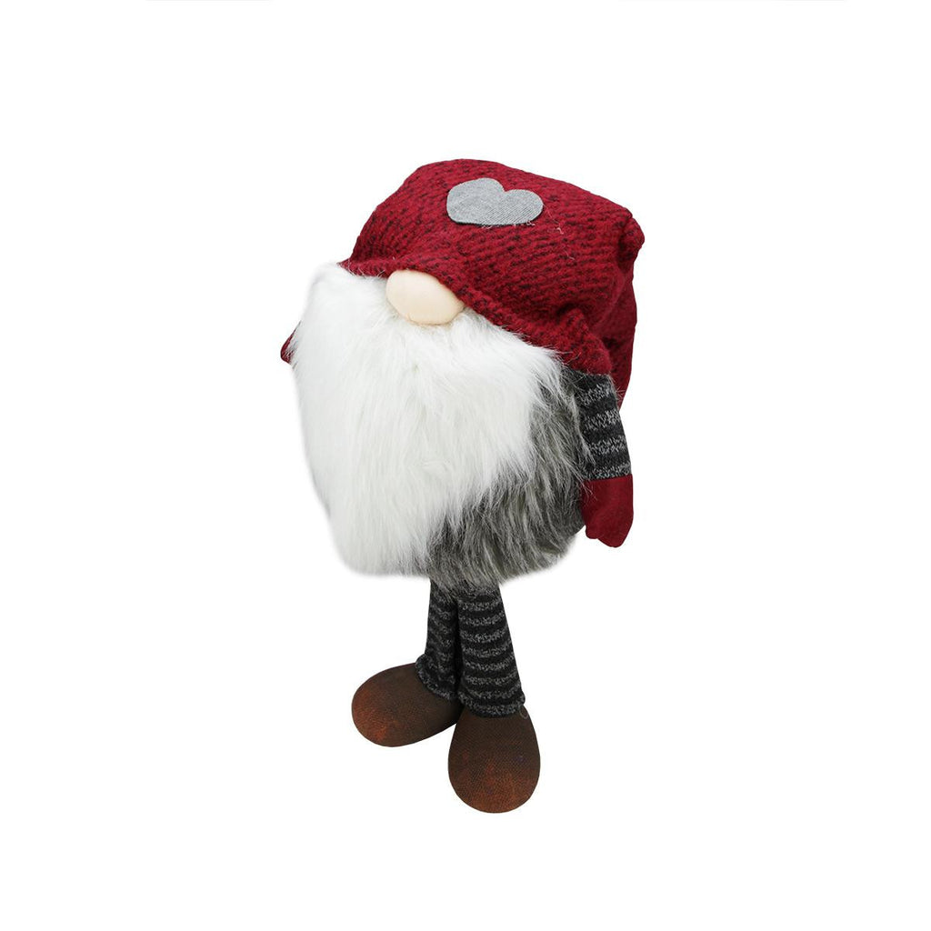 24" Large Red and Grey Striped "Finn" Standing Chubby Santa Gnome Table Top Christmas Figure