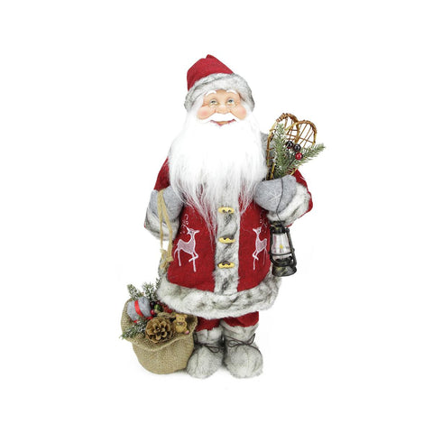 18" Old World Standing Santa Claus Christmas Figure with Snow Shoes and Lantern